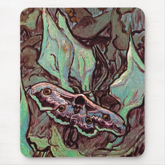 Vincent Van Gogh - Great Peacock Moth Fine Art Mousepad (Vorne)