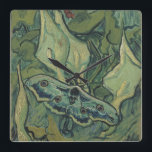 Vincent van Gogh - Great Peacock Moth Quadratische Wanduhr<br><div class="desc">Die Große Pfauenmotte (1889) von Vincent van Gogh ist eine Vintage Kunst noch Leben Post-Impressionismus Naturmalerei. Ein Insekt, die Kaisermotte, in einem Frühjahrsgarten mit Calla Lily Blume und anderen Pflanze. Van Gogh nannte es eine "Totenkopfmotte" und malte einen Schädel auf der Rückseite seines Körpers. Über den Künstler: Vincent Willem van...</div>