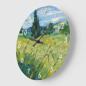 Vincent van Gogh - Green Wheat Field with Cypress Große Wanduhr (Winkel)