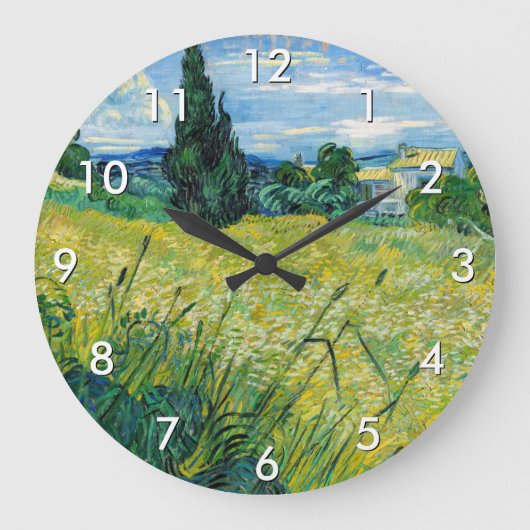 Vincent van Gogh - Green Wheat Field with Cypress Große Wanduhr (Vorderseite)
