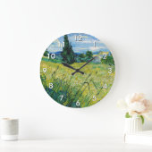 Vincent van Gogh - Green Wheat Field with Cypress Große Wanduhr (Zuhause)