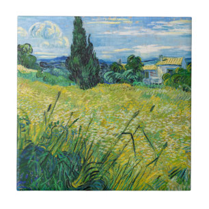 Vincent van Gogh - Grüne Weizenfelder mit Zypresse Fliese