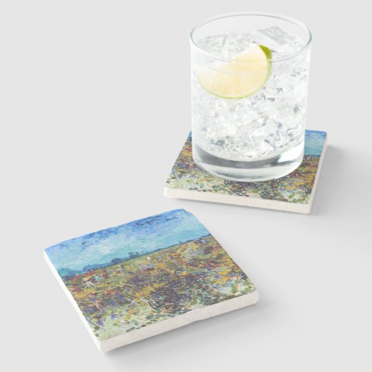 Vincent van Gogh - Grüner Weinberg Steinuntersetzer (Seitenansicht)