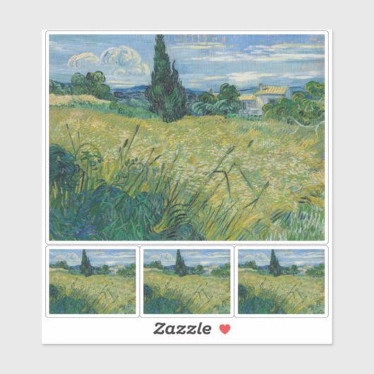 Vincent Van Gogh, Grünes Weizenfeld mit Cypress Aufkleber (Blatt)