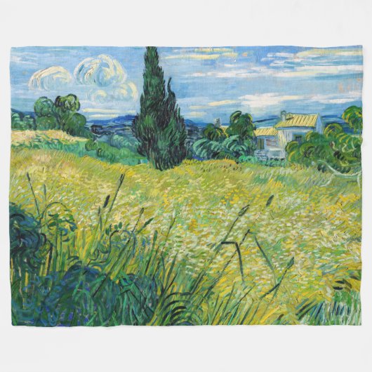 Vincent van Gogh - Grünes Weizenfeld mit Cypress Fleecedecke (Vorderseite (Horizontal))