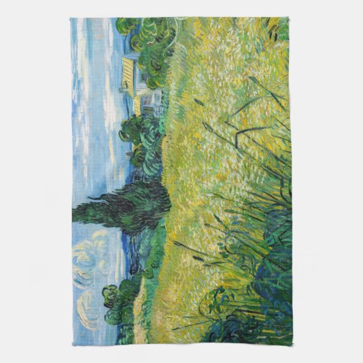 Vincent van Gogh - Grünes Weizenfeld mit Cypress Geschirrtuch (Vertikal)
