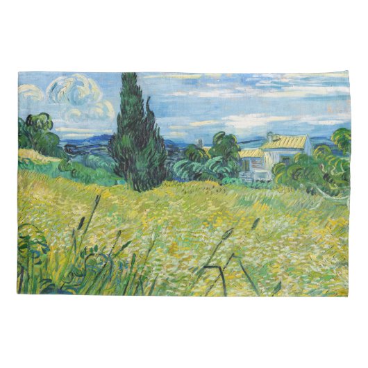 Vincent van Gogh - Grünes Weizenfeld mit Cypress Kissenbezug (Rückseite)