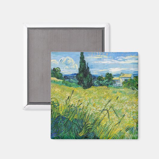 Vincent van Gogh - Grünes Weizenfeld mit Cypress Magnet (Vorderseite/Rückseite)