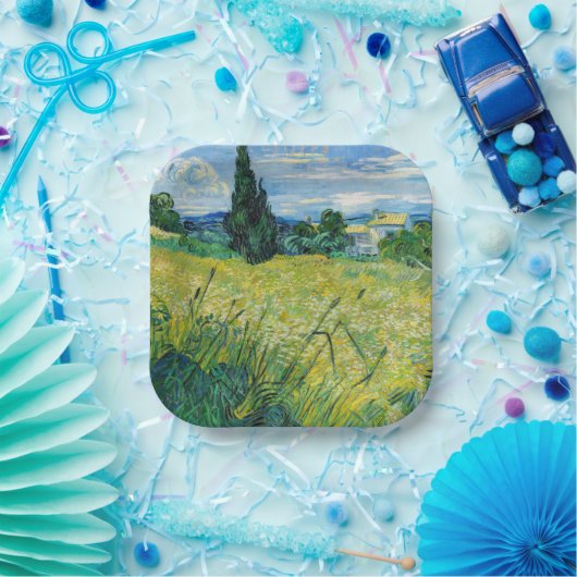 Vincent van Gogh - Grünes Weizenfeld mit Cypress Pappteller (Party)