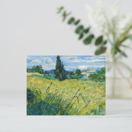 Vincent van Gogh - Grünes Weizenfeld mit Cypress Postkarte (Stehend Vorderseite)