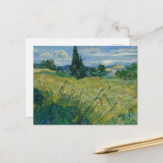 Vincent Van Gogh, Grünes Weizenfeld mit Cypress Postkarte (Vorderseite/Rückseite Beispiel)