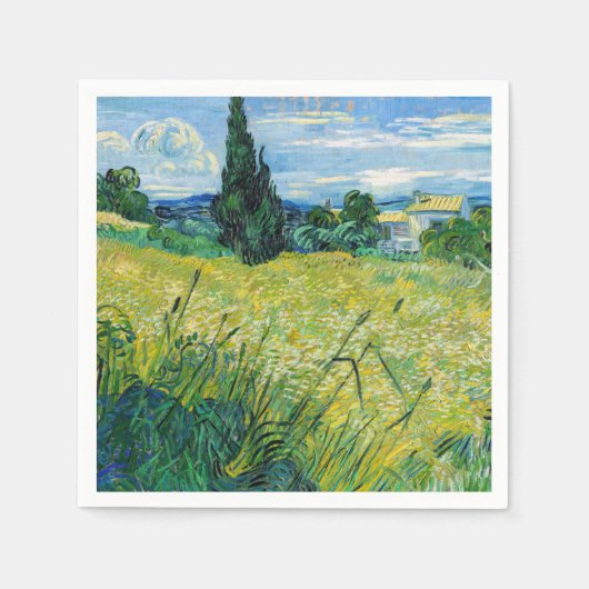Vincent van Gogh - Grünes Weizenfeld mit Cypress Serviette (Vorderseite)