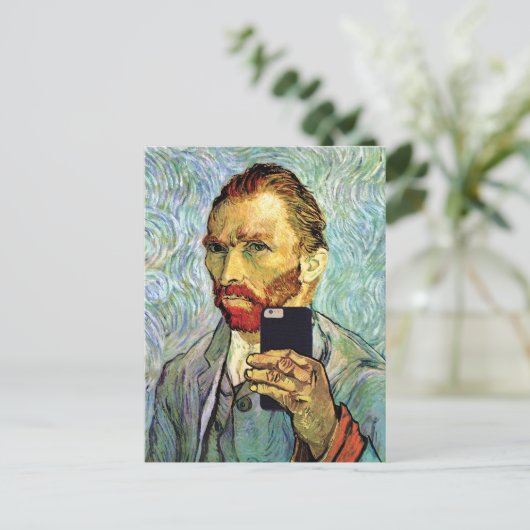 Vincent Van Gogh Handy Selfie Selbstportrait Postkarte (Stehend Vorderseite)