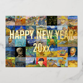 Vincent van Gogh - Happy New Year Patchwork Holida Folien Feiertagskarte