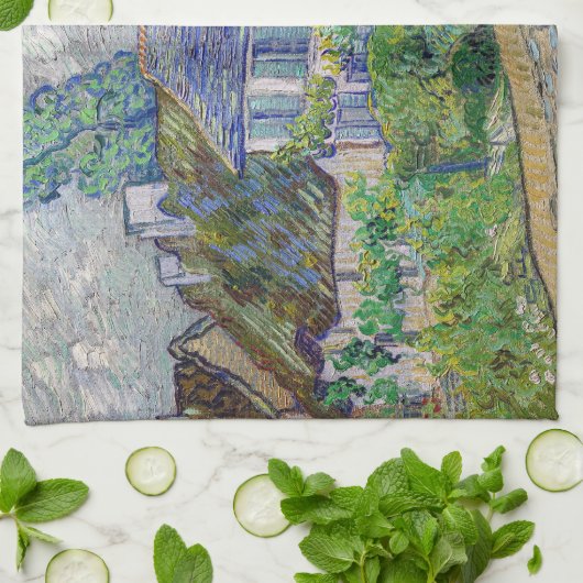 Vincent van Gogh - Häuser in Auvers Geschirrtuch (Gefaltet)