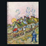 Vincent van Gogh - Häuser und Abbildung Notizblock<br><div class="desc">Häuser und Abbildung / Strohdächer in der Sonnenscheinerinnerung des Nordens - Vincent van Gogh,  1890</div>