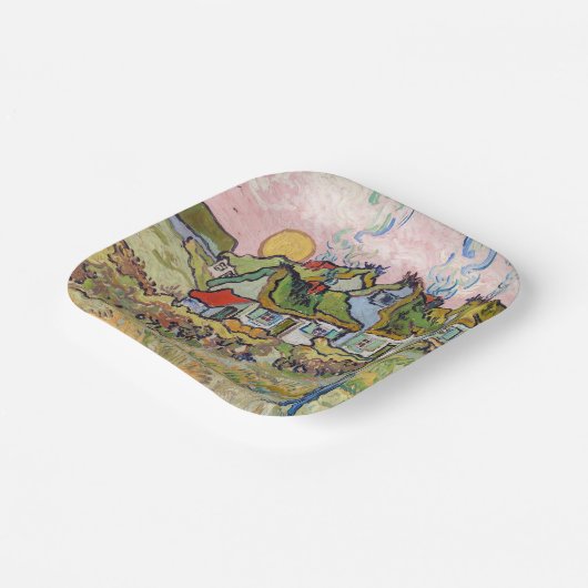 Vincent van Gogh - Häuser und Abbildung Pappteller (Gewinkelt)