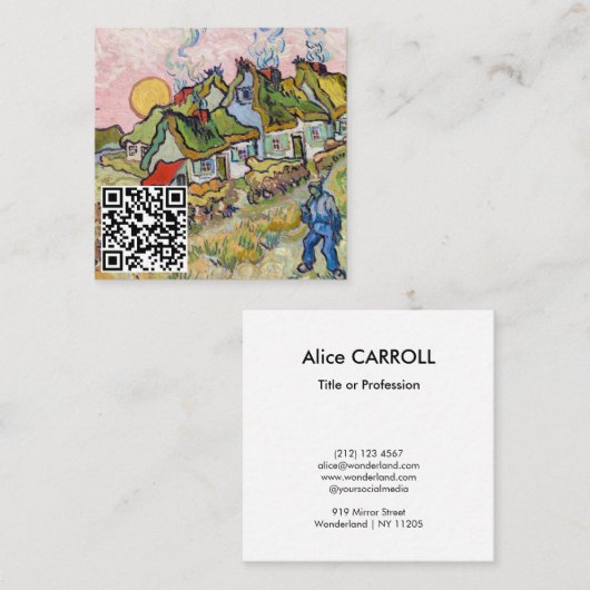 Vincent van Gogh - Häuser und Abbildung - QR-Code Quadratische Visitenkarte (Vorne/Hinten)
