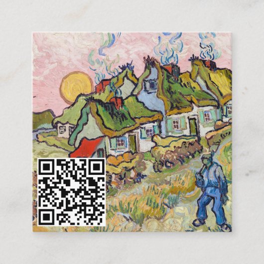 Vincent van Gogh - Häuser und Abbildung - QR-Code Quadratische Visitenkarte (Vorderseite)
