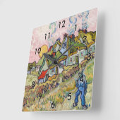 Vincent van Gogh - Häuser und Abbildung Quadratische Wanduhr (Winkel)