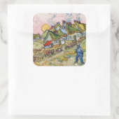 Vincent van Gogh - Häuser und Abbildung Quadratischer Aufkleber (Tasche)
