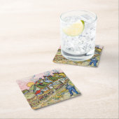 Vincent van Gogh - Häuser und Abbildung Rechteckiger Pappuntersetzer (Vor Ort)