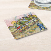 Vincent van Gogh - Häuser und Abbildung Rechteckiger Pappuntersetzer (angewinkelt)