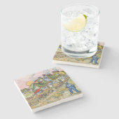 Vincent van Gogh - Häuser und Abbildung Steinuntersetzer (Seitenansicht)