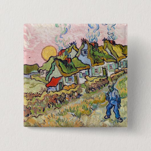 Vincent van Gogh - Häuser und Figur Button (Vorderseite)