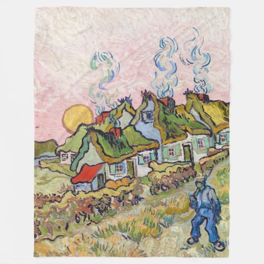 Vincent van Gogh - Häuser und Figur Fleecedecke (Vorderseite)