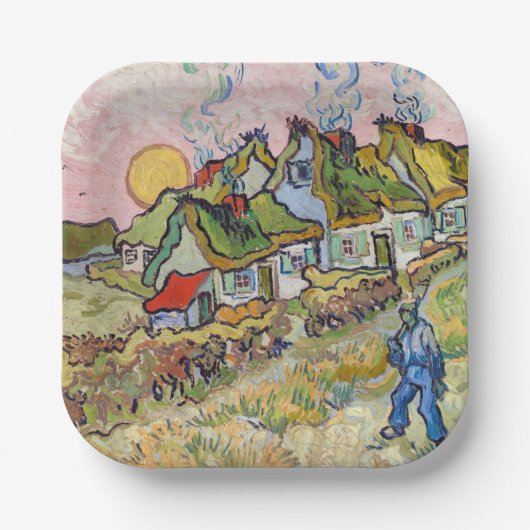 Vincent van Gogh - Häuser und Figur Pappteller (Vorderseite)