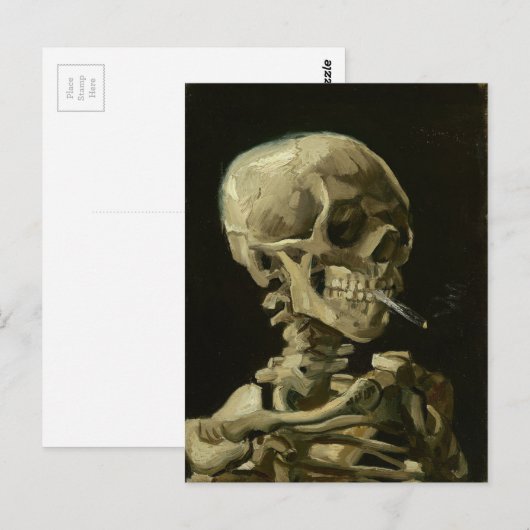 Vincent Van Gogh Head of A Skeleton mit Zigarette Postkarte (Vorne/Hinten)