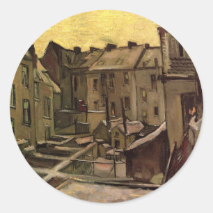 Vincent van Gogh, Hinterhöfe alter Häuser, Antwerp Runder Aufkleber