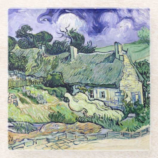 Vincent van Gogh | Hütte in Cordeville Glasuntersetzer (Vorderseite)