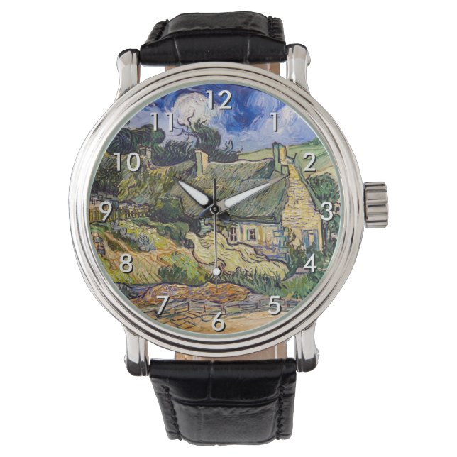 Vincent Van Gogh - Hütten in Cordeville Armbanduhr (Vorderseite)