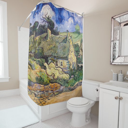 Vincent Van Gogh - Hütten in Cordeville Duschvorhang (Beispiel)