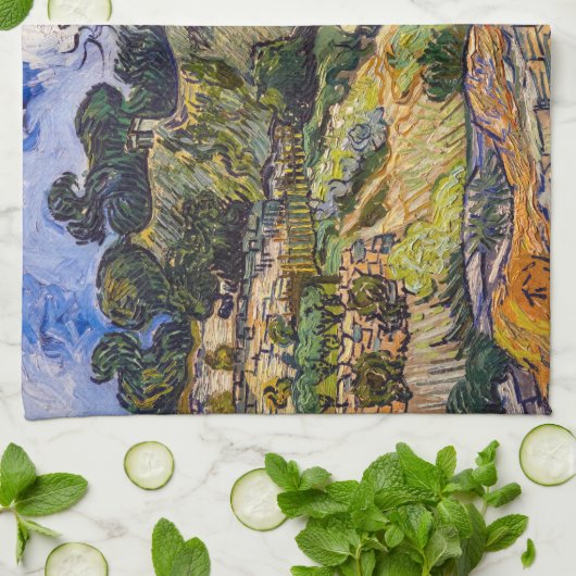 Vincent Van Gogh - Hütten in Cordeville Geschirrtuch (Gefaltet)