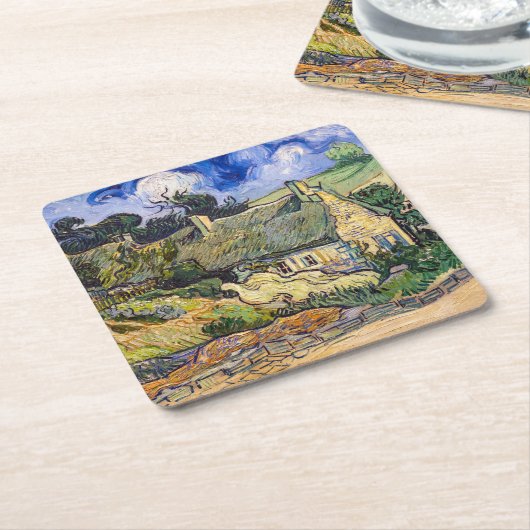 Vincent Van Gogh - Hütten in Cordeville Rechteckiger Pappuntersetzer (angewinkelt)
