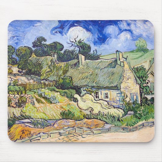 Vincent van Gogh - Hütten mit Thatched Dächern Mousepad (Vorne)
