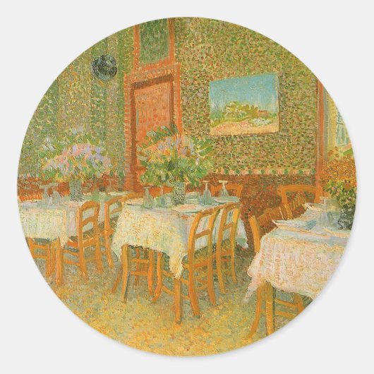 Vincent van Gogh - Inneres eines Restaurants Runder Aufkleber (Vorderseite)
