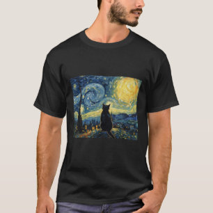 Vincent Van Gogh inspiriertes Sternennacht-Kätzche T-Shirt