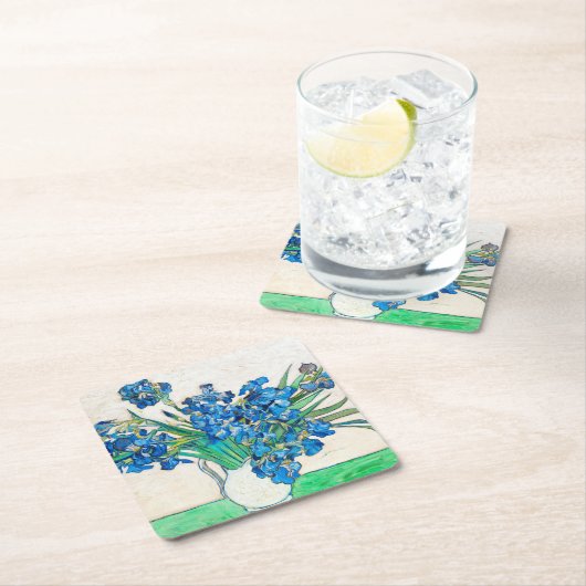 Vincent van Gogh IRISES AND ROSE Papier Untersetze Rechteckiger Pappuntersetzer (Vor Ort)