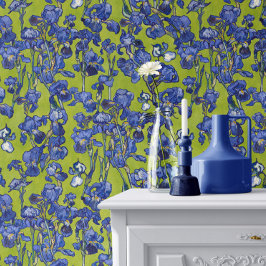 Vincent Van Gogh Irises Cobalt Blue Apple Green Tapete