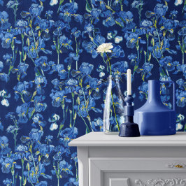 Vincent Van Gogh Irises Kobaltblau Marineblau Tapete