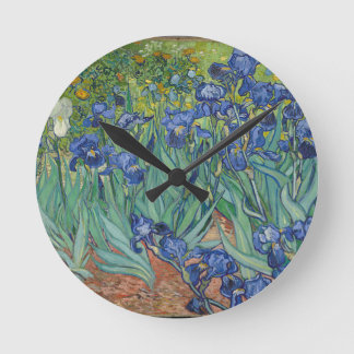 Vincent Van Gogh Irises Malerei Blume Kunstwerk Runde Wanduhr