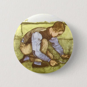 Vincent van Gogh - Junge beim Grasmähen mit Sichel Button