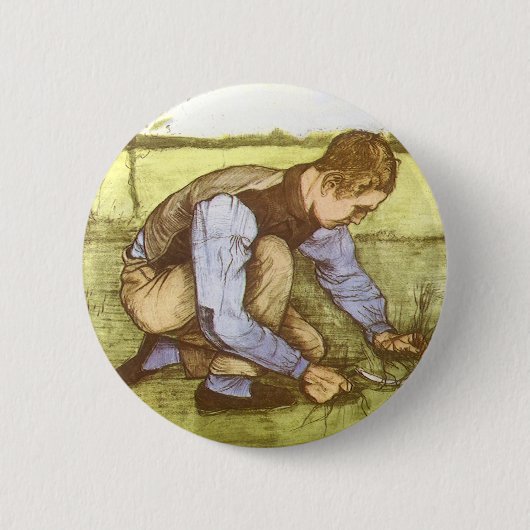 Vincent van Gogh - Junge beim Grasmähen mit Sichel Button (Vorderseite)
