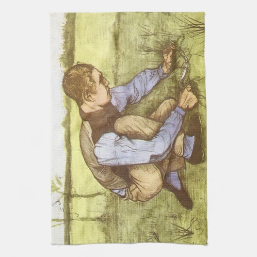 Vincent van Gogh - Junge Gras mit Sichel schneiden Geschirrtuch (Vertikal)