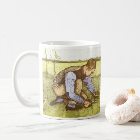 Vincent van Gogh - Junge Gras mit Sichel schneiden Kaffeetasse (Mit Donut)