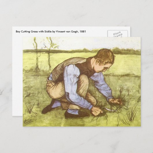 Vincent van Gogh - Junge Gras mit Sichel schneiden Postkarte (Vorne/Hinten)